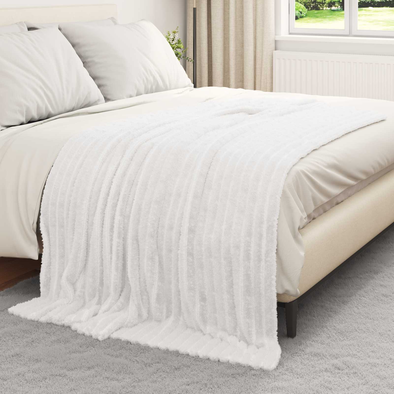Vidaxl gooi deken wit 200 x 150 cm fleece