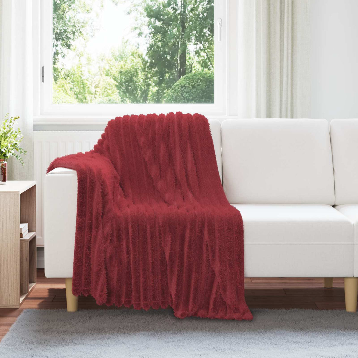 Vidaxl plaid bordeaux rood 150 x 130 cm 0.51 kg fleece
