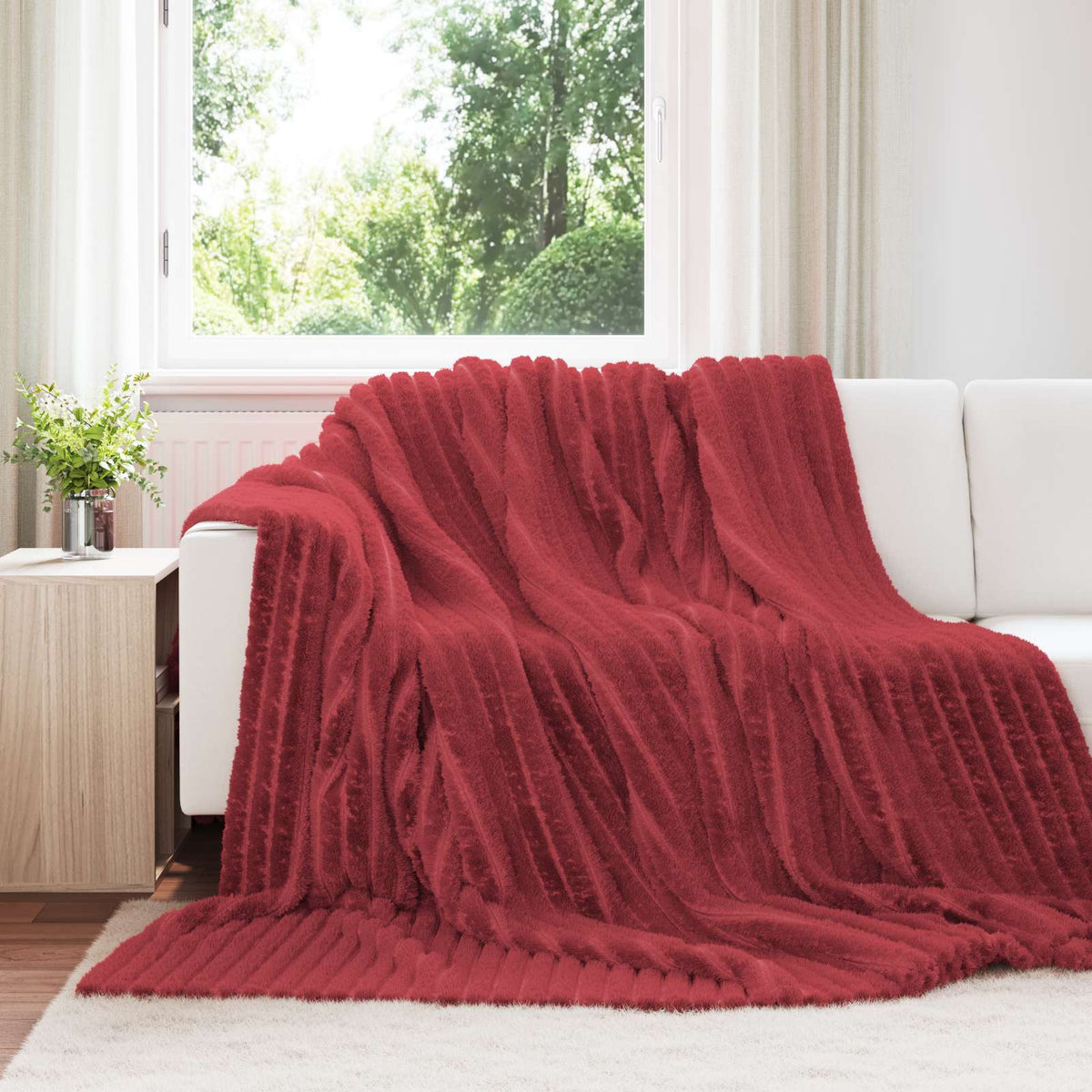 Vidaxl plaid bordeaux rood 270 x 240 cm 1.66 kg fleece