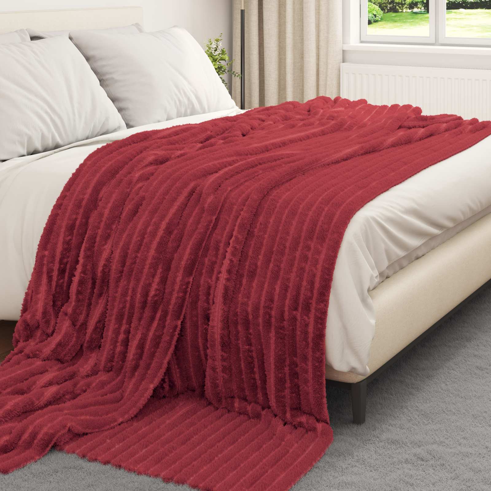 Vidaxl gooi deken bordeaux rood 270 x 240 cm fleece