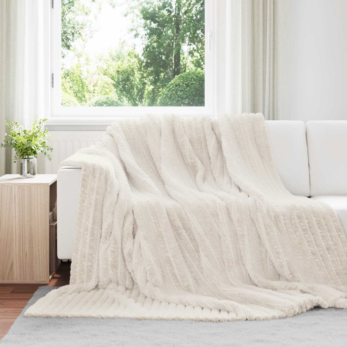 Vidaxl gooi deken crème 270 x 240 cm fleece