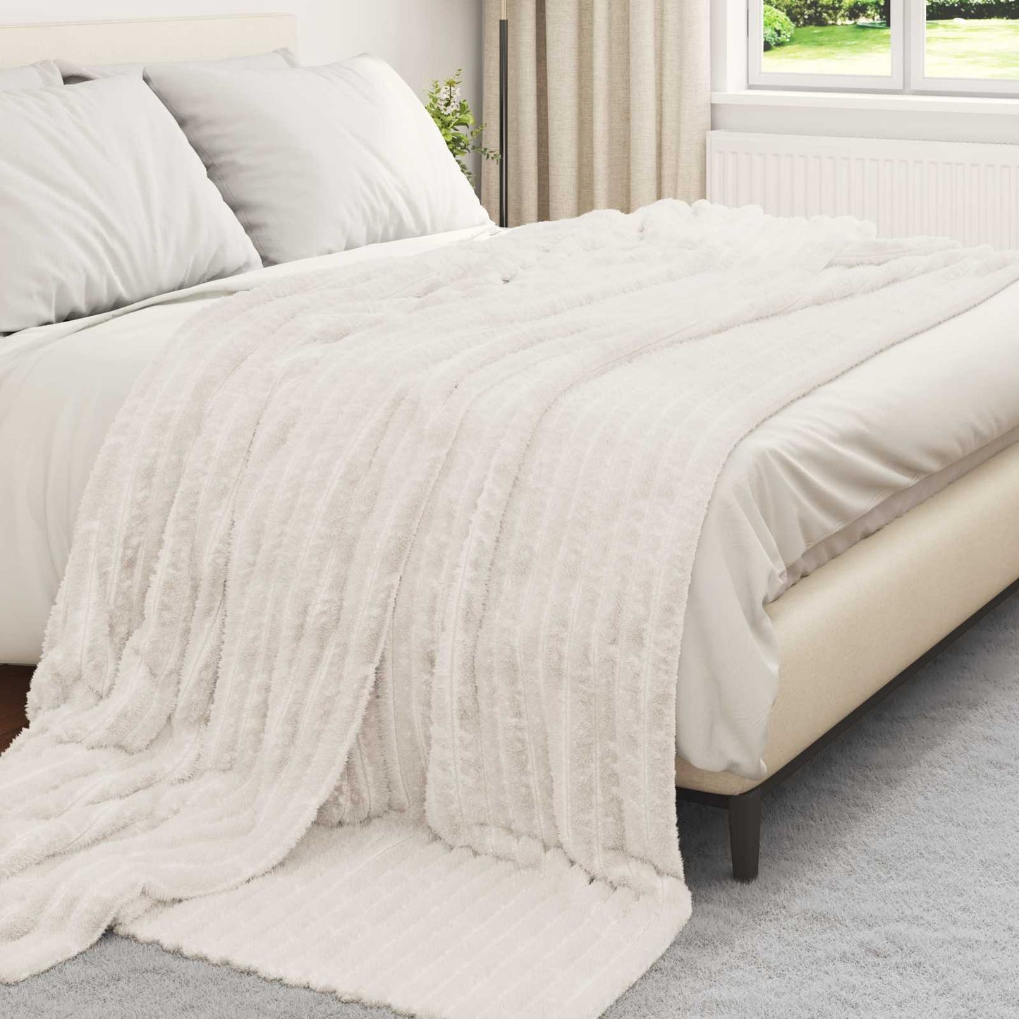 Vidaxl gooi deken crème 270 x 240 cm fleece