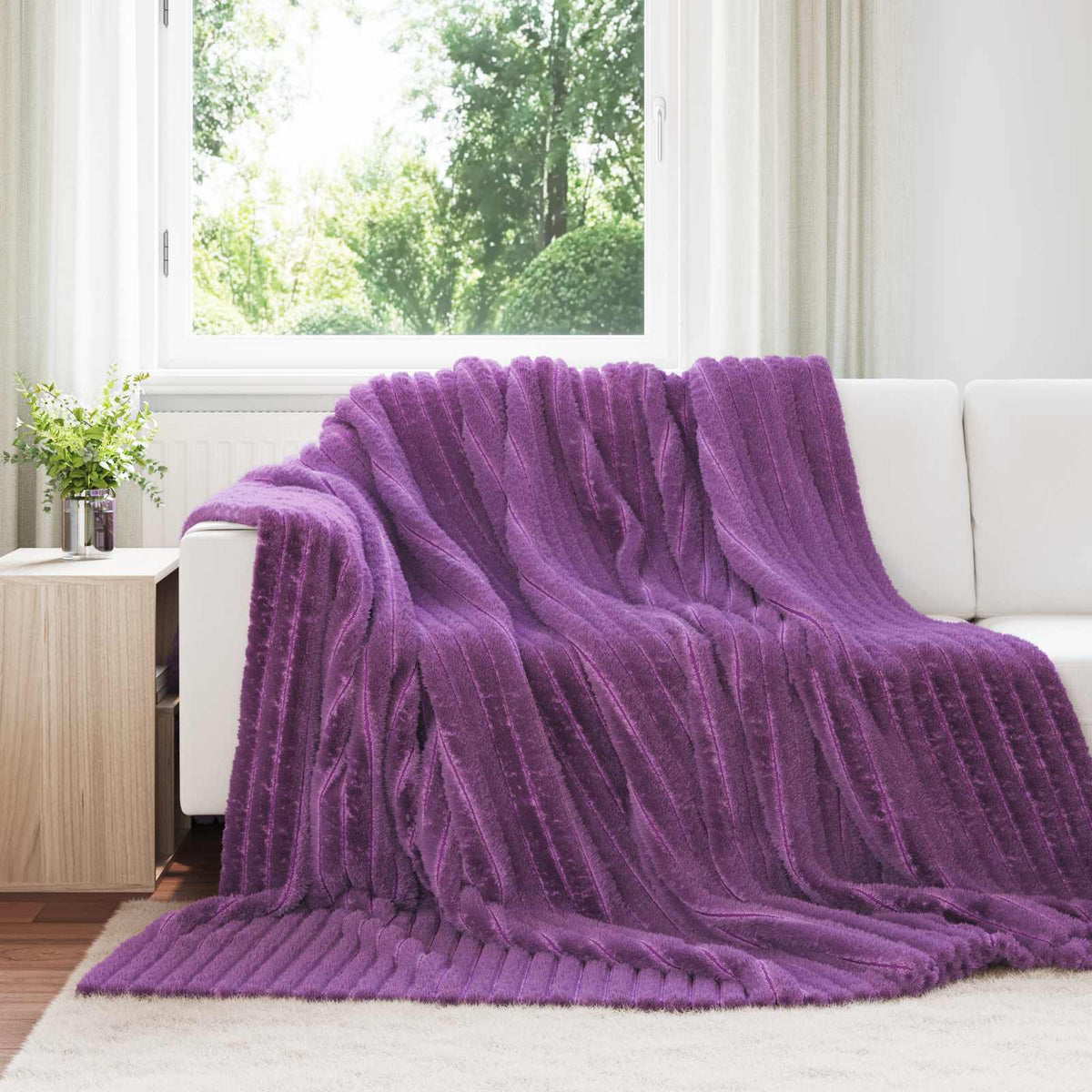 Vidaxl gooi deken paars 240 x 220 cm fleece