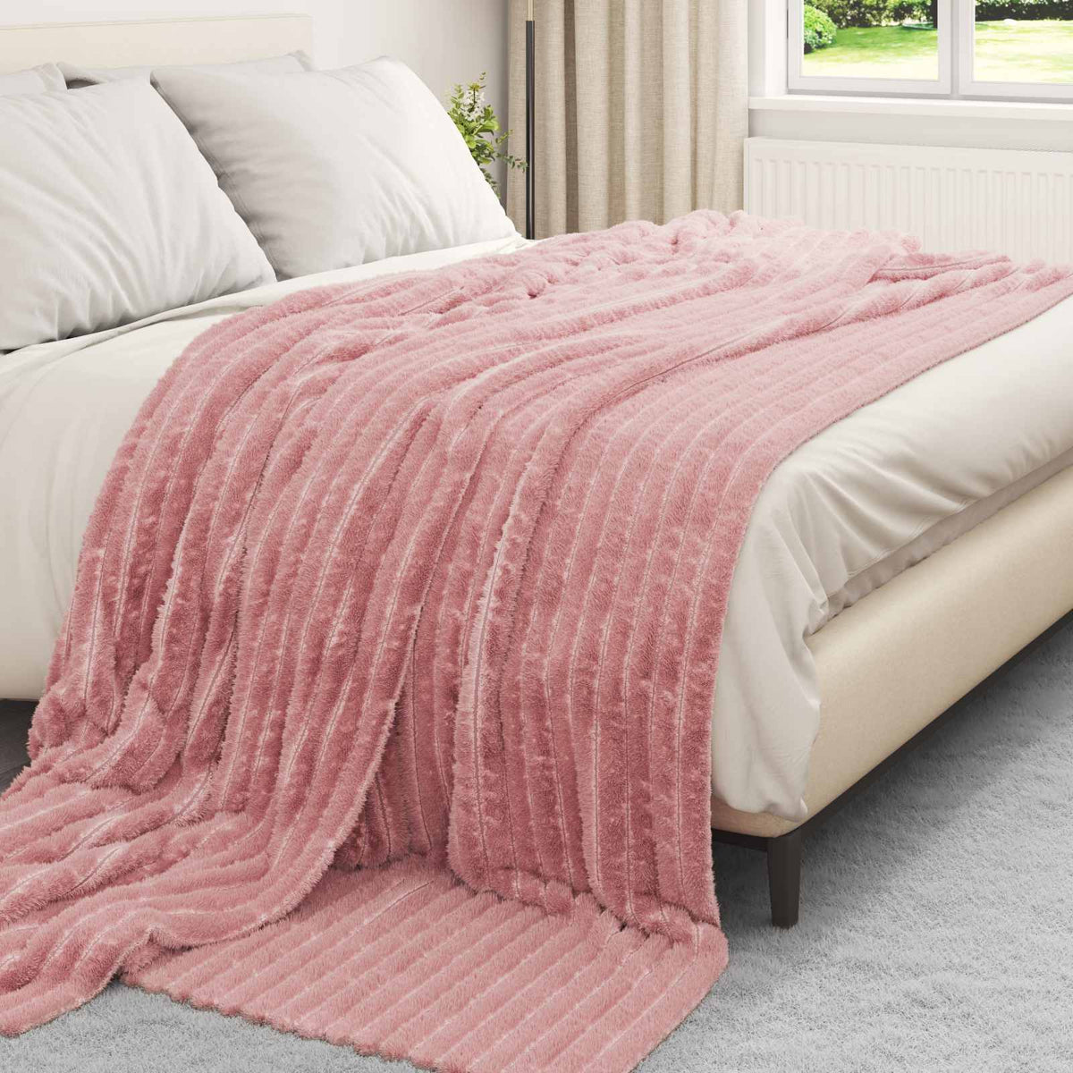 Vidaxl gooi deken roze 270 x 240 cm fleece