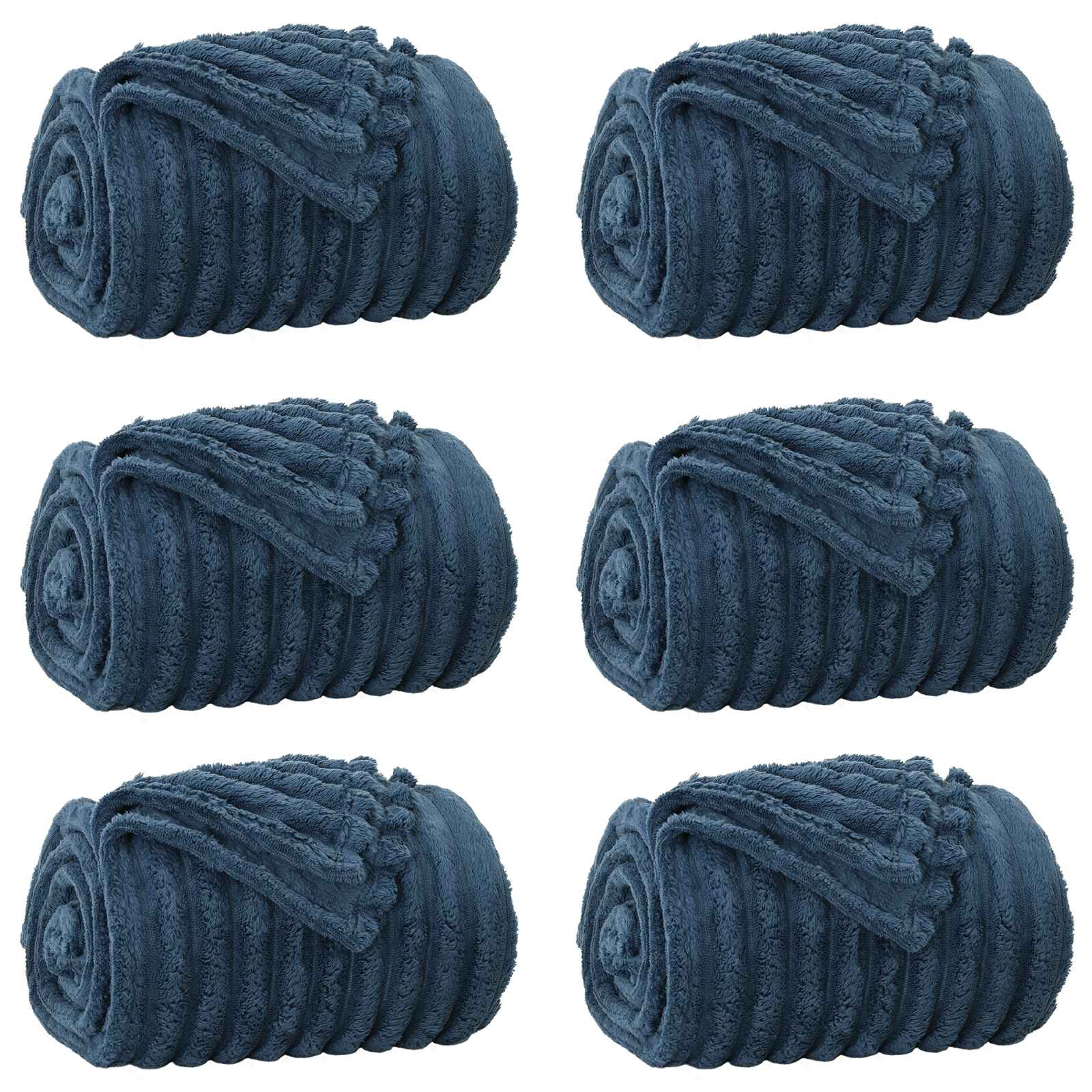 Vidaxl kleden 6 pcs marineblauw 240 x 220 cm fleece