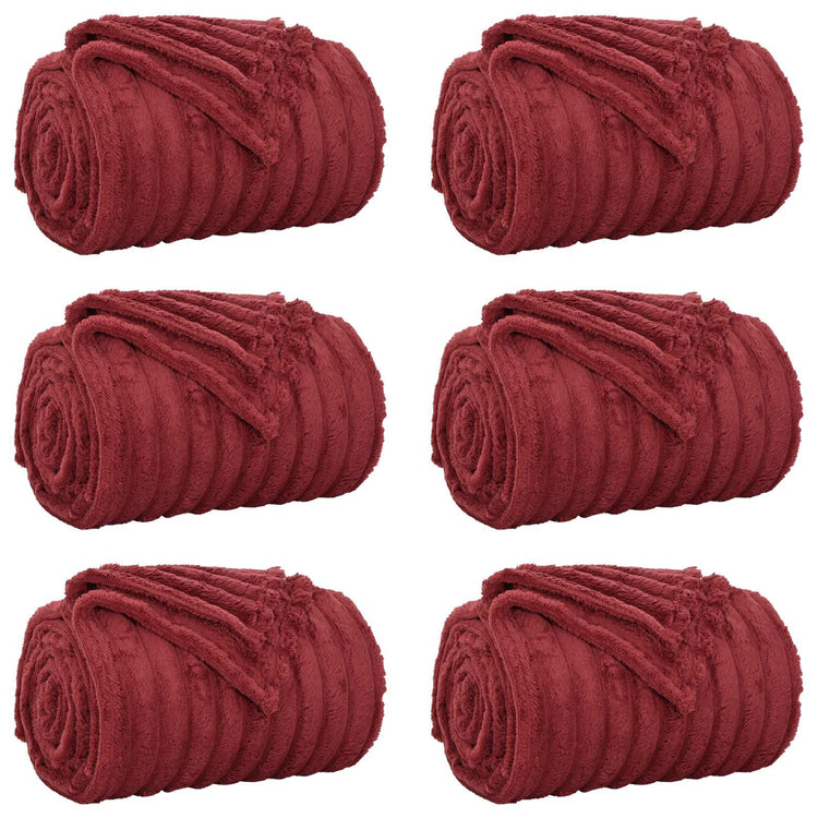 Vidaxl kleden 6 st bordeaux rood 200 x 150 cm 4.75 kg fleece