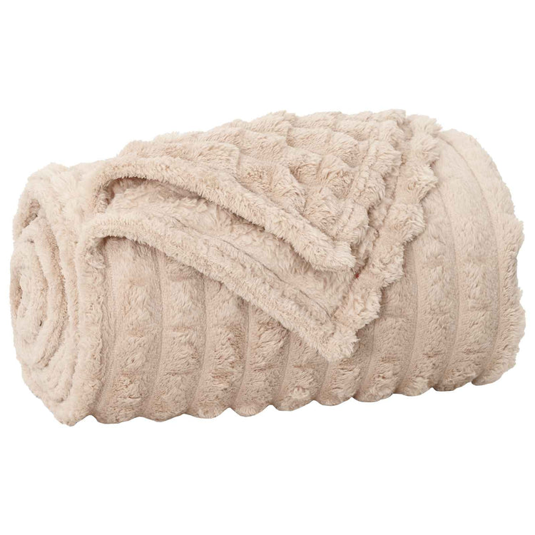Vidaxl gooi deken beige 150 x 130 cm fleece