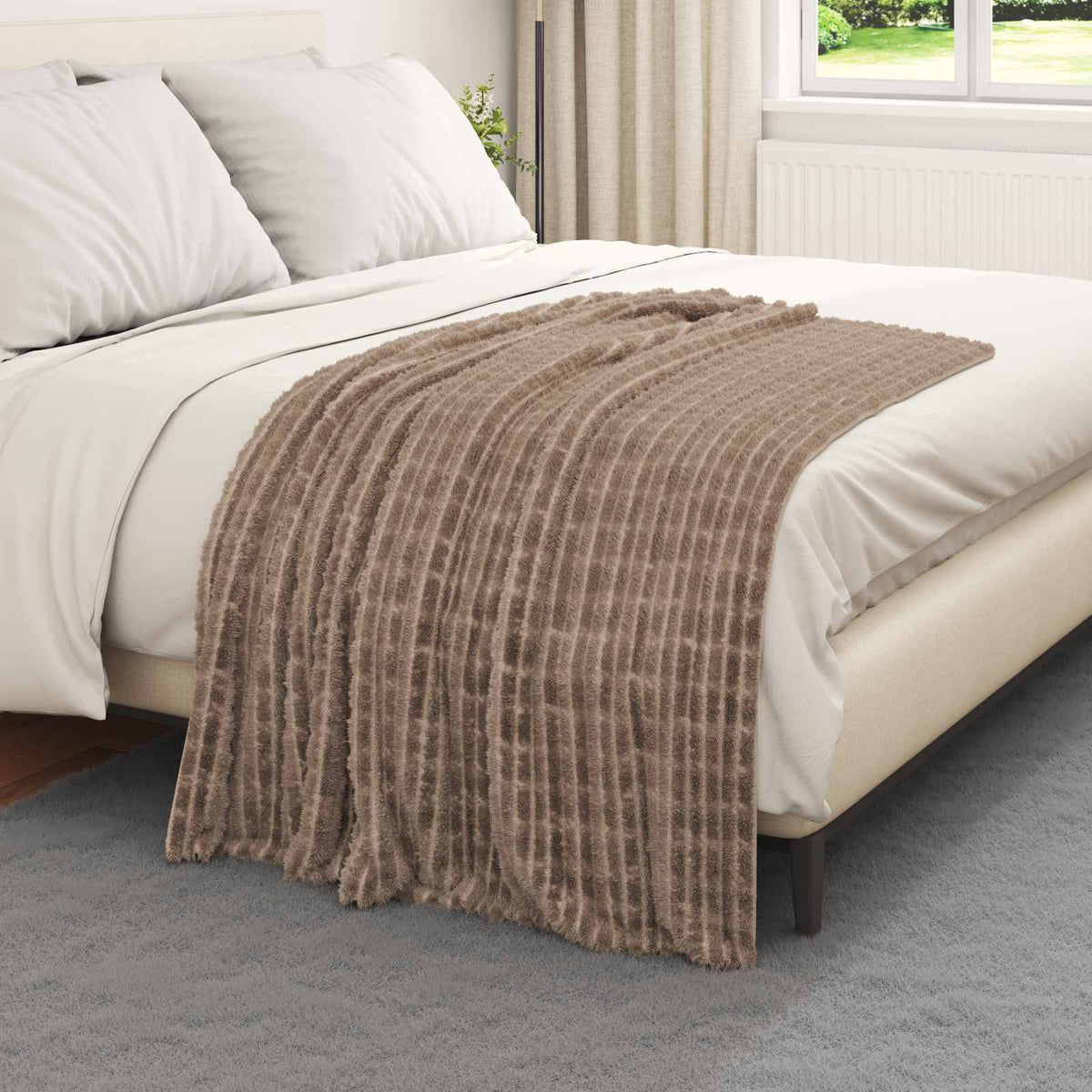 Vidaxl gooi deken kameel 150 x 130 cm fleece