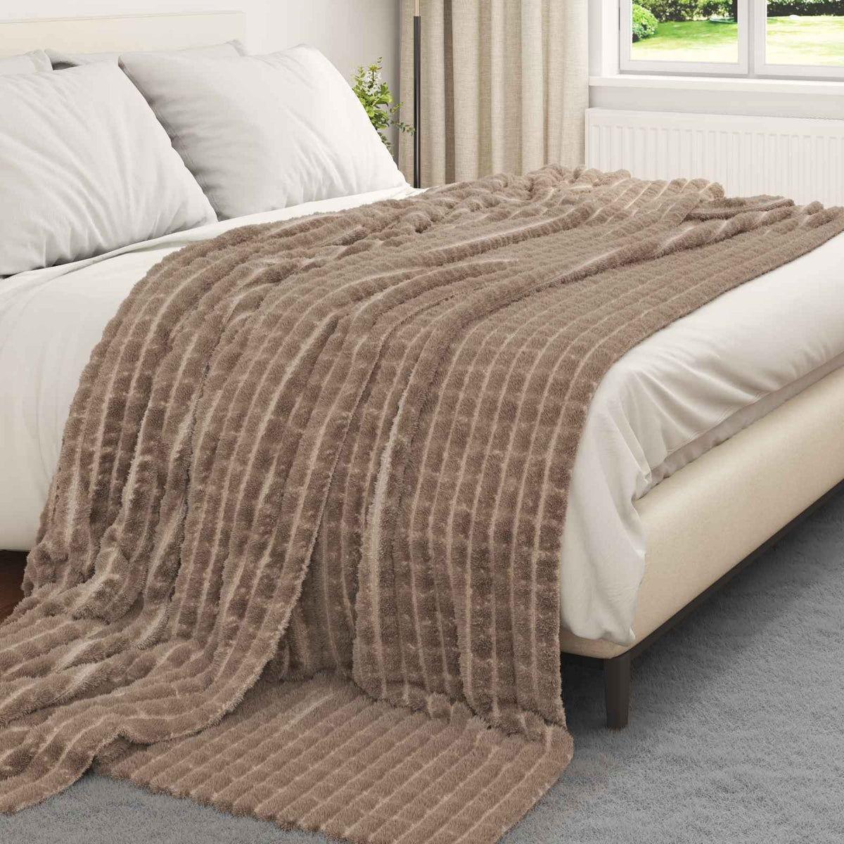 Vidaxl gooi deken kameel 270 x 240 cm fleece