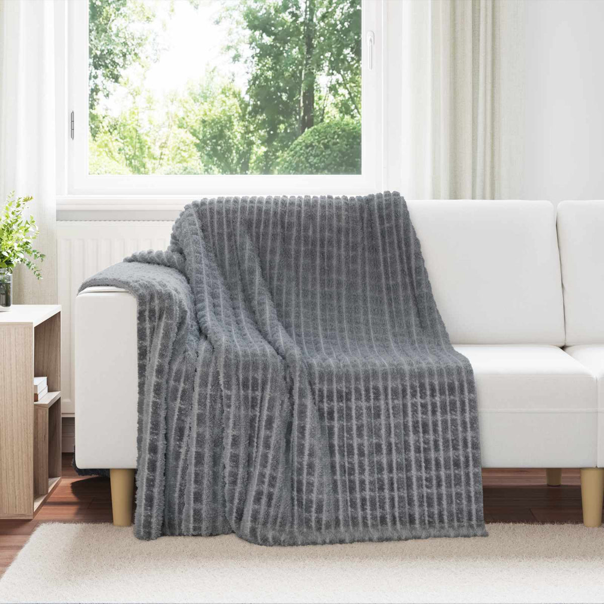 Vidaxl gooi deken donkergrijs 200 x 150 cm fleece