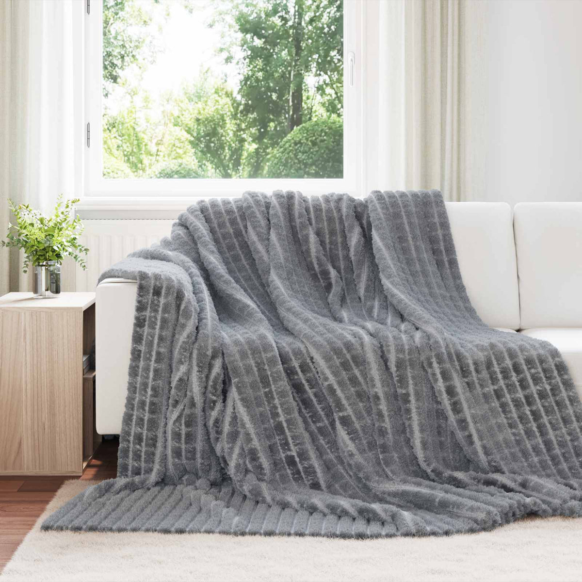 Vidaxl gooi deken donkergrijs 270 x 240 cm 1.66 kg fleece