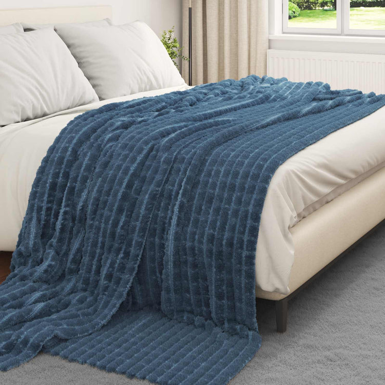 Vidaxl gooi deken marineblauw 240 x 220 cm 1.37 kg fleece