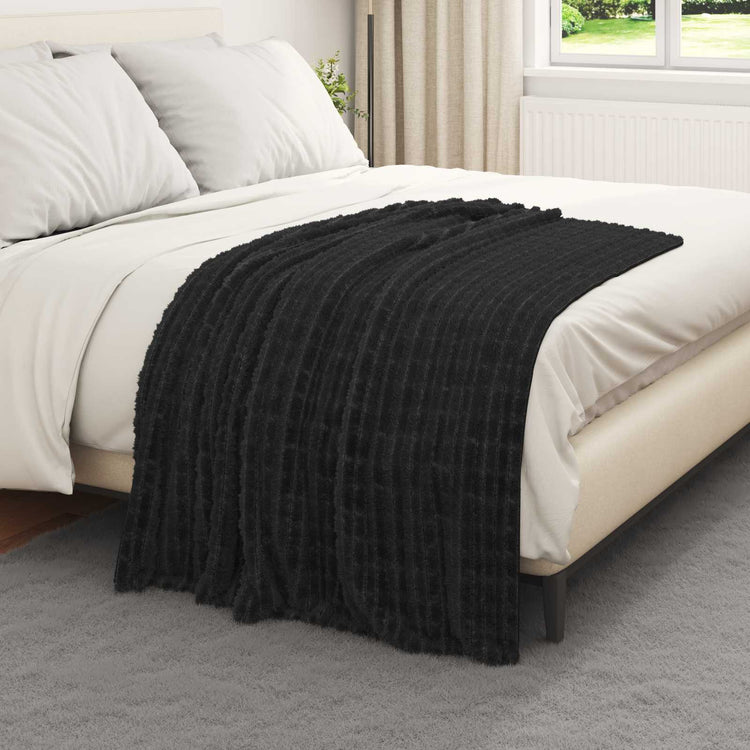 Vidaxl gooi deken zwart 150 x 130 cm fleece