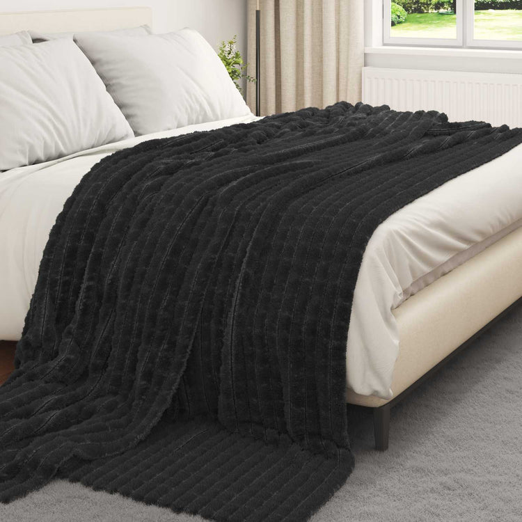 Vidaxl gooi deken zwart 240 x 220 cm fleece