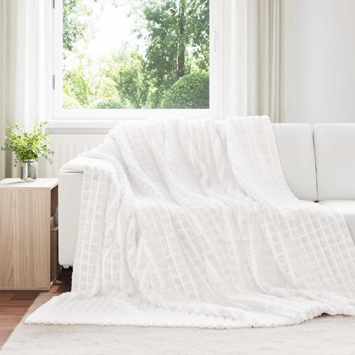 Vidaxl gooi deken wit 240 x 220 cm fleece