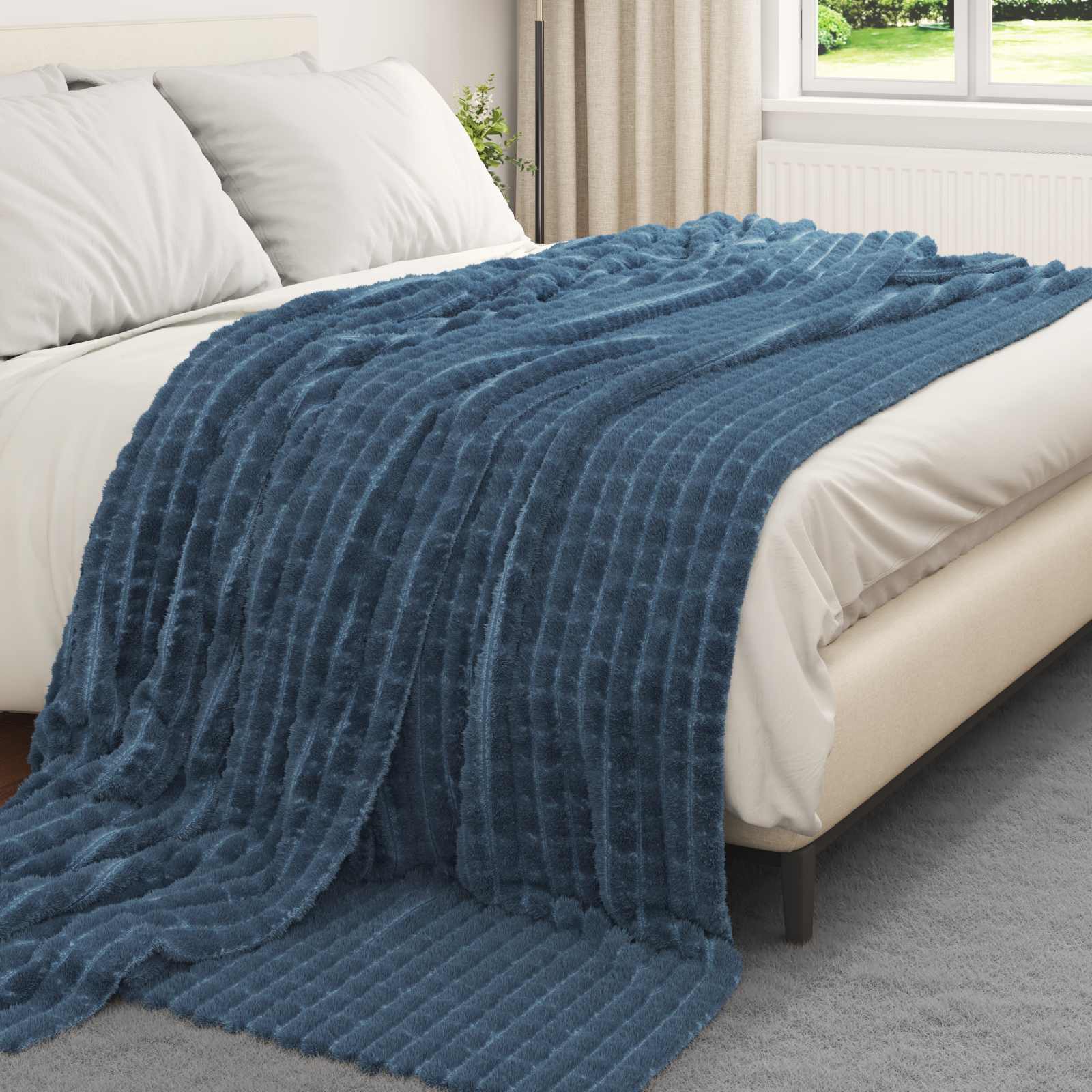 Vidaxl kleden 6 pcs marineblauw 270 x 240 cm fleece