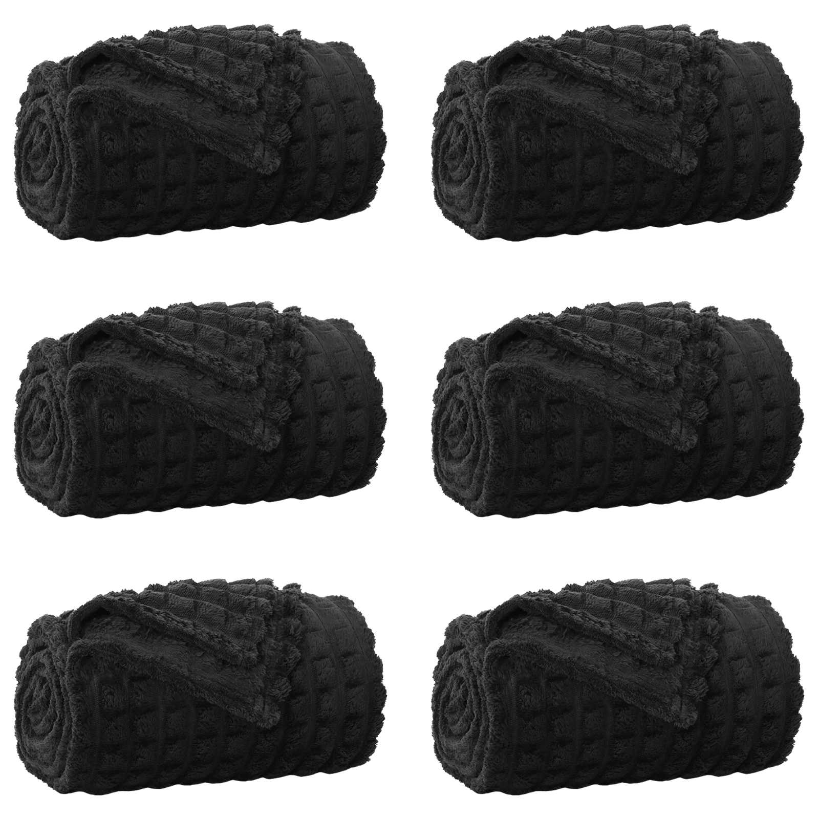 Vidaxl kleden 6 pcs zwart 240 x 220 cm fleece