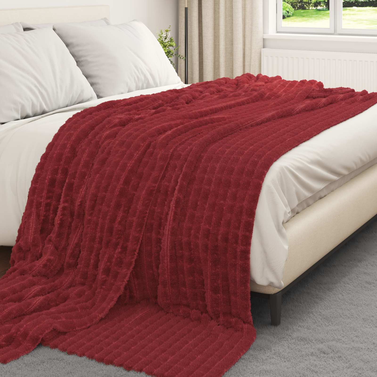 Vidaxl kleden 6 pcs bordeaux rood 270 x 240 cm fleece