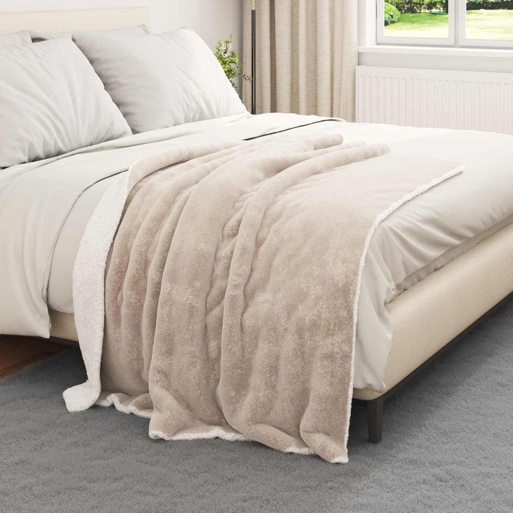 Vidaxl gooi deken beige 130 x 150 cm fleece