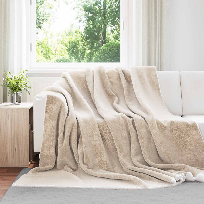 Vidaxl gooi deken beige 240 x 270 cm fleece