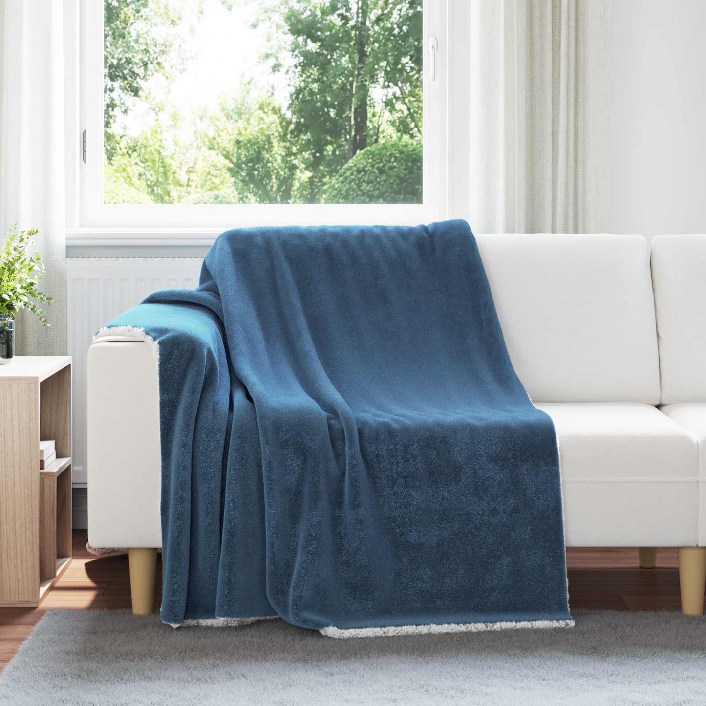 Vidaxl gooi deken marineblauw 150 x 200 cm fleece