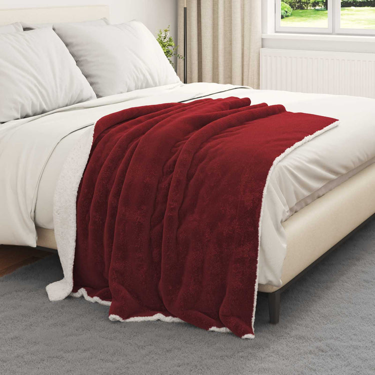 Vidaxl plaid bordeaux rood 130 x 150 cm 1 kg fleece