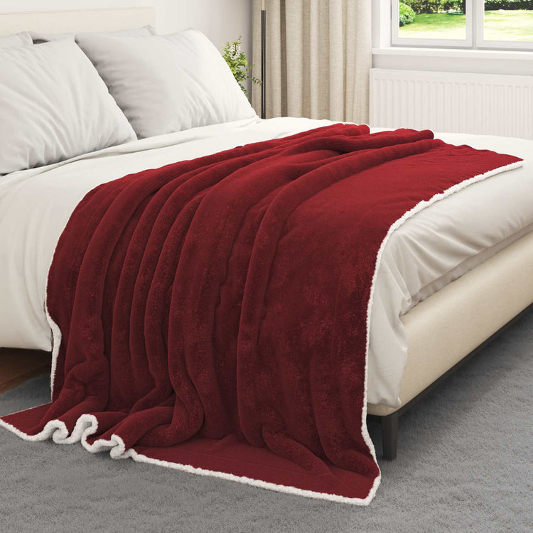 Vidaxl plaid bordeaux rood 150 x 200 cm 1.64 kg fleece