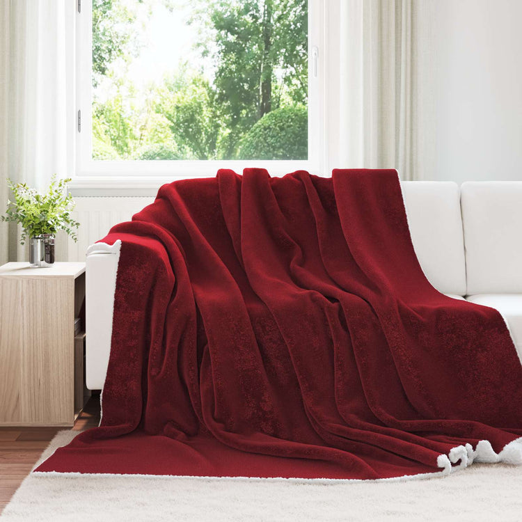 Vidaxl plaid bordeaux rood 240 x 270 cm 3.17 kg fleece