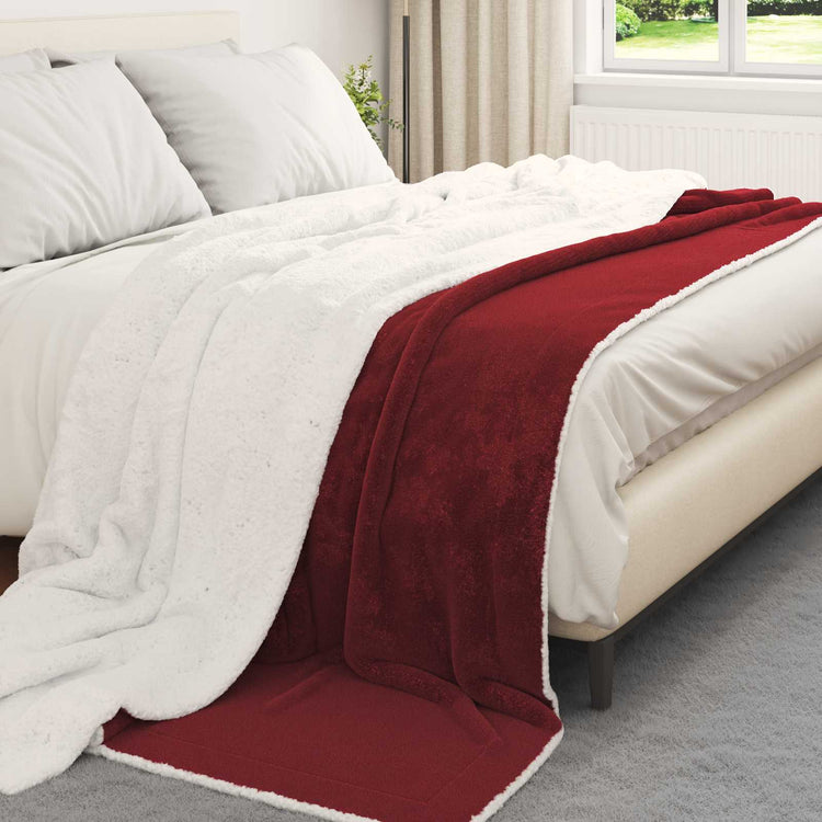 Vidaxl plaid bordeaux rood 240 x 270 cm 3.17 kg fleece