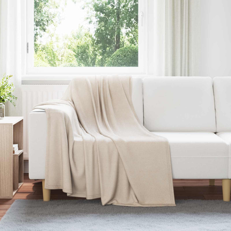 Vidaxl gooi deken beige 170 x 130 cm fleece
