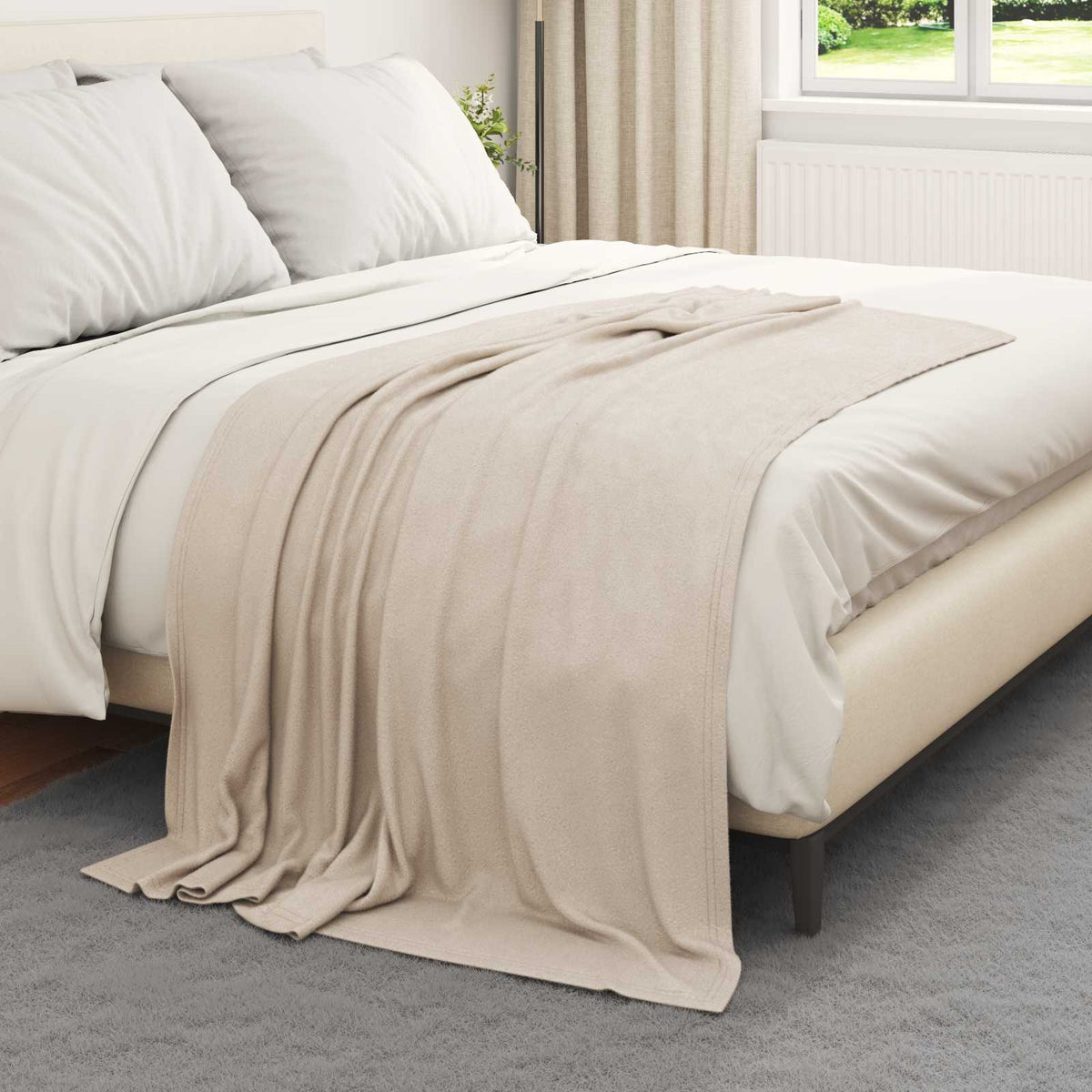 Vidaxl gooi deken beige 170 x 130 cm fleece