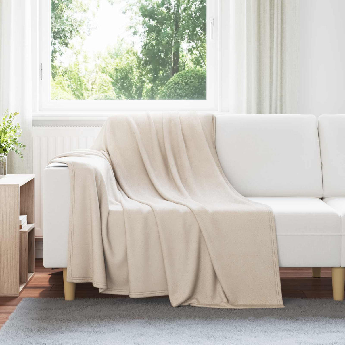 Vidaxl gooi deken beige 200 x 150 cm fleece