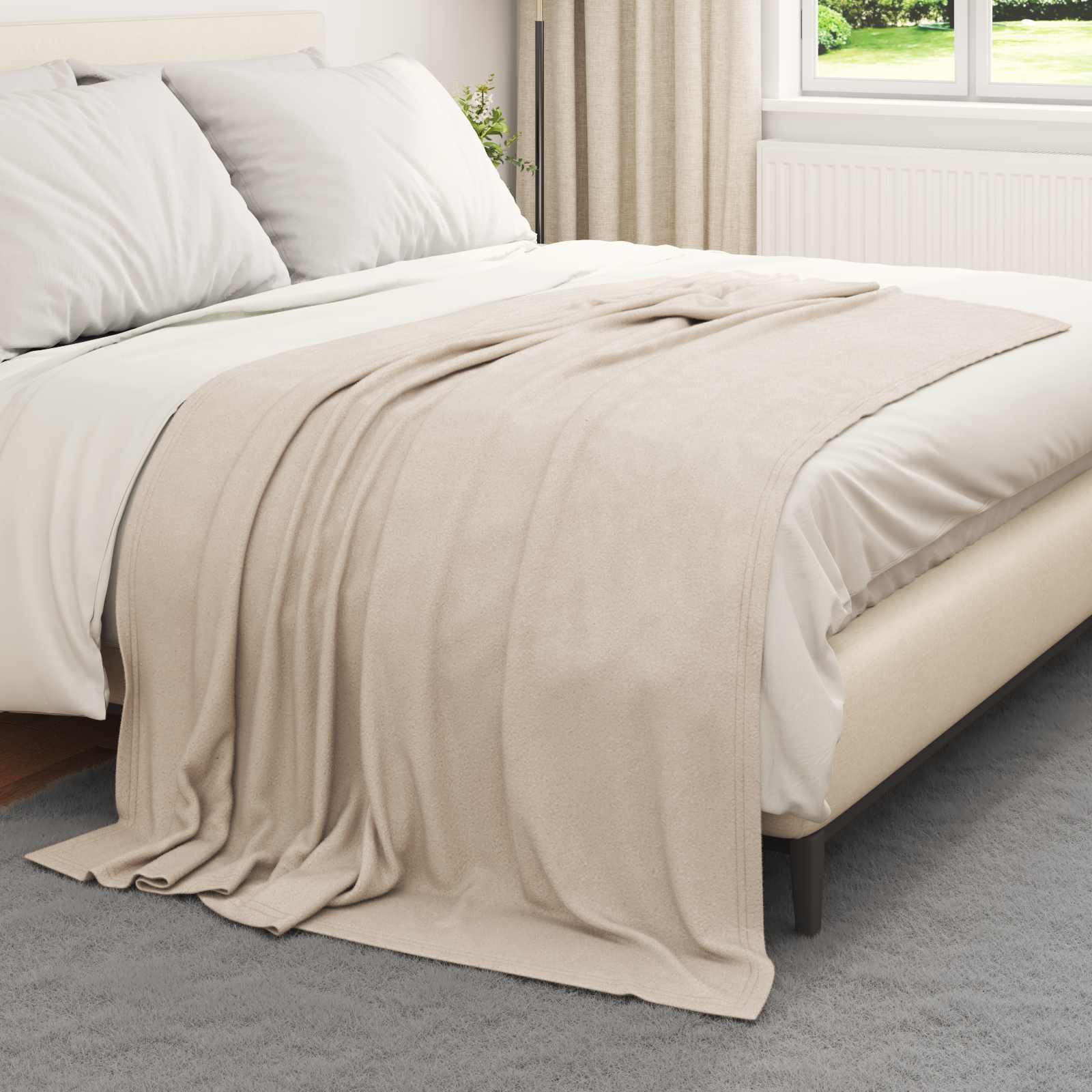 Vidaxl gooi deken beige 200 x 150 cm fleece