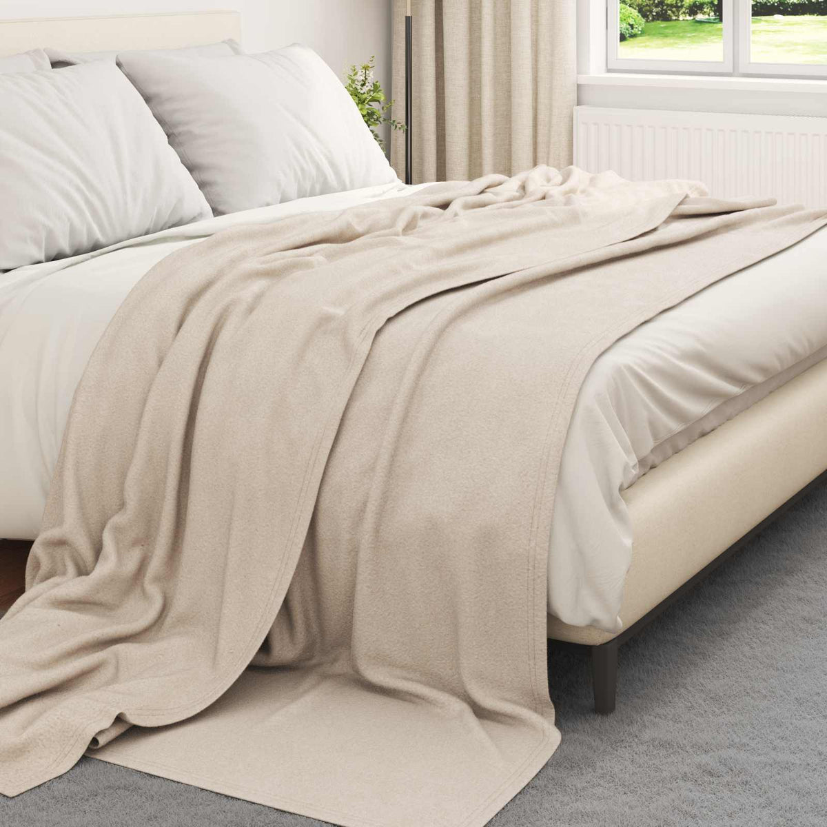 Vidaxl gooi deken beige 270 x 240 cm fleece