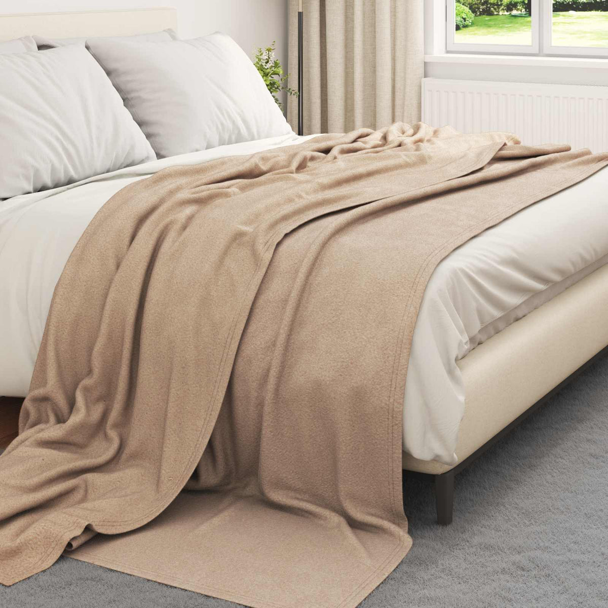 Vidaxl gooi deken kameel 270 x 240 cm fleece