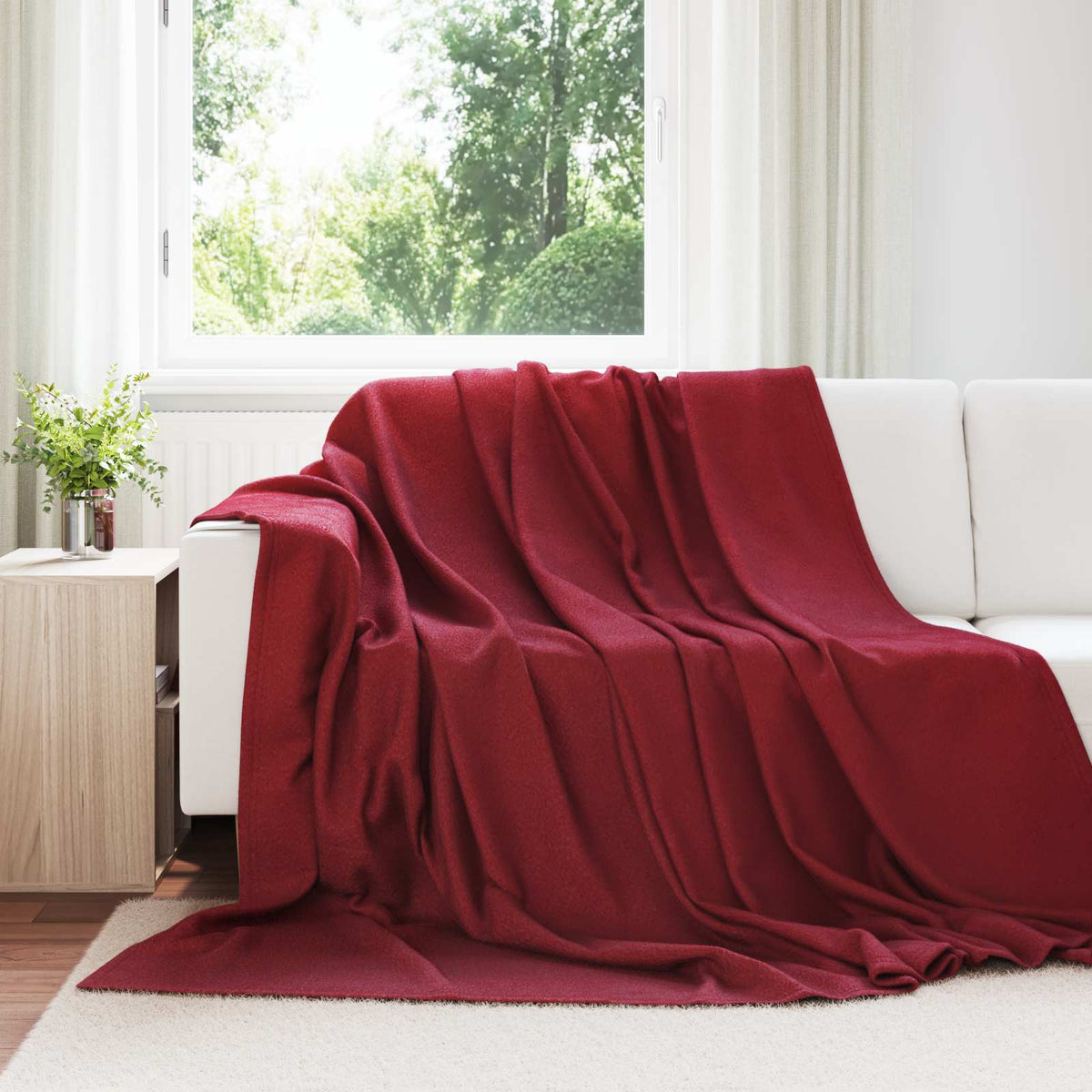 Vidaxl plaid bordeaux rood 240 x 220 cm 0.74 kg fleece