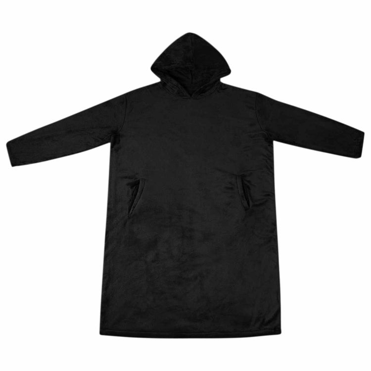 Vidaxl deken hoodie zwart s flanel