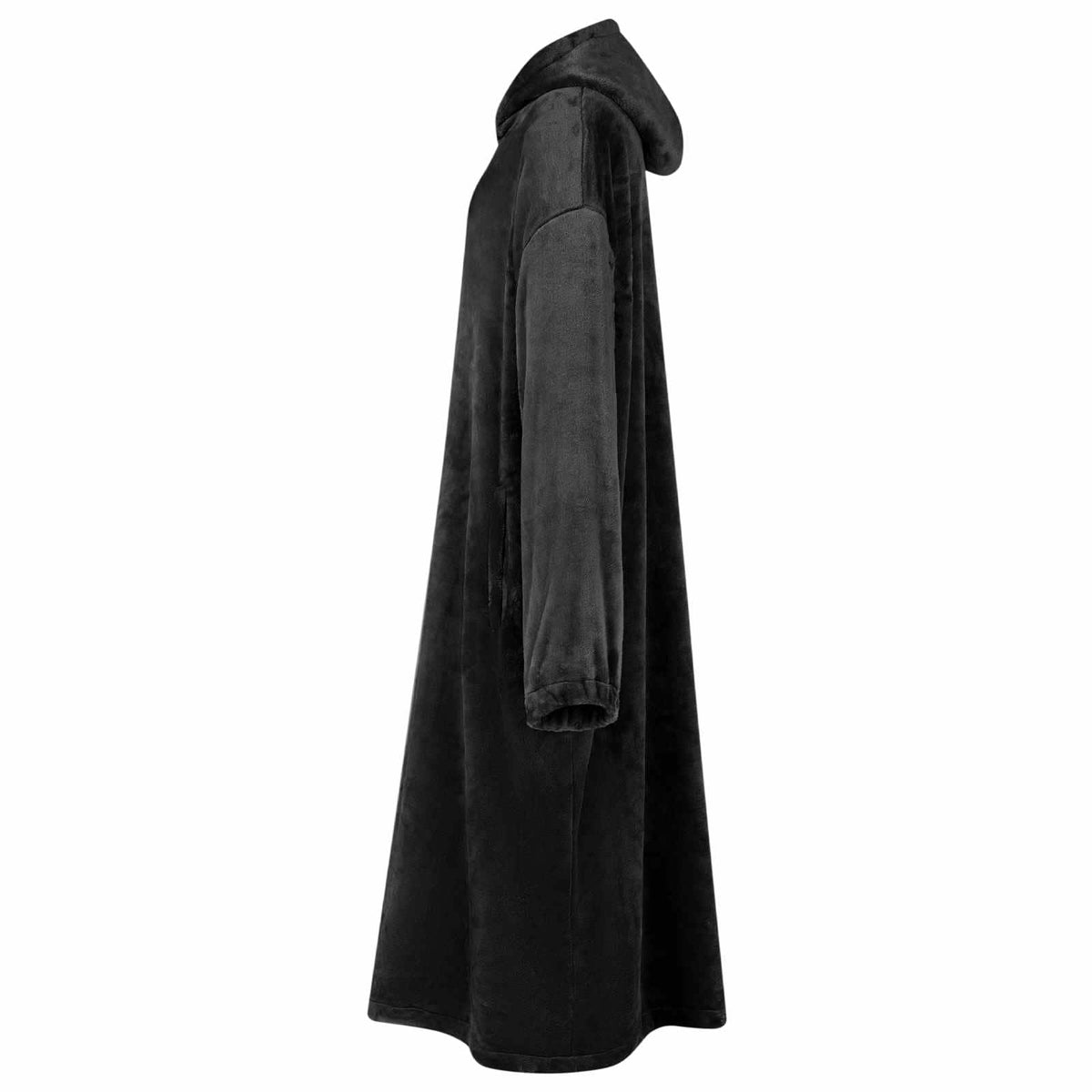 Vidaxl deken hoodie zwart l flanel