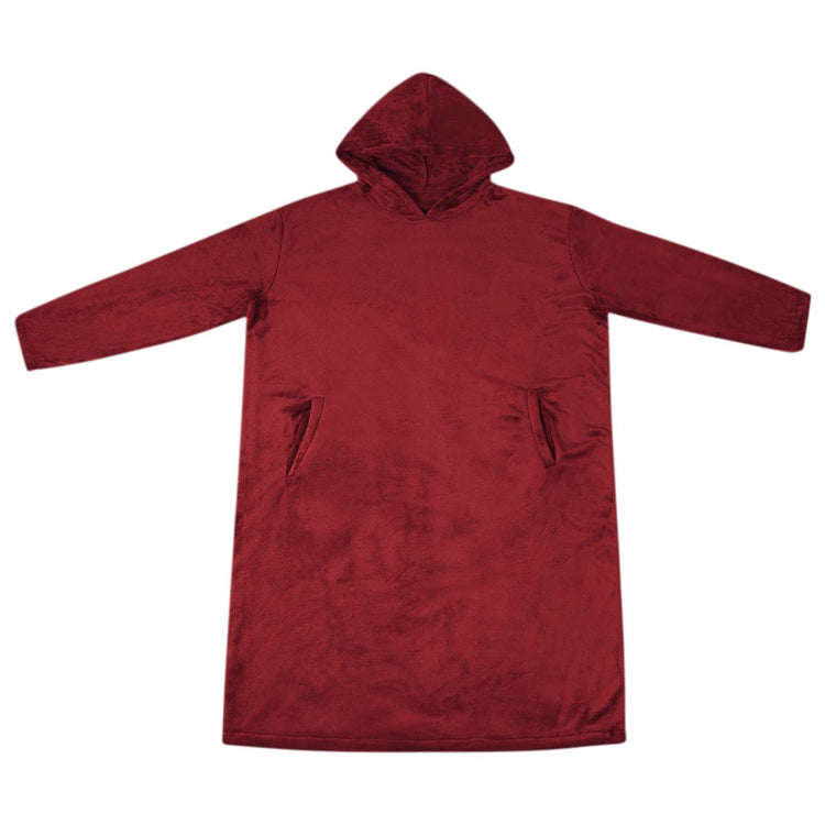 Vidaxl deken hoodie bordeaux rood l flanel