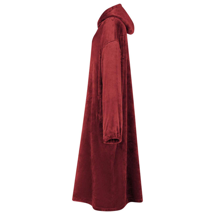 Vidaxl deken hoodie bordeaux rood l flanel
