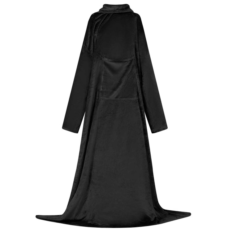 Vidaxl deken hoodie zwart f flanel