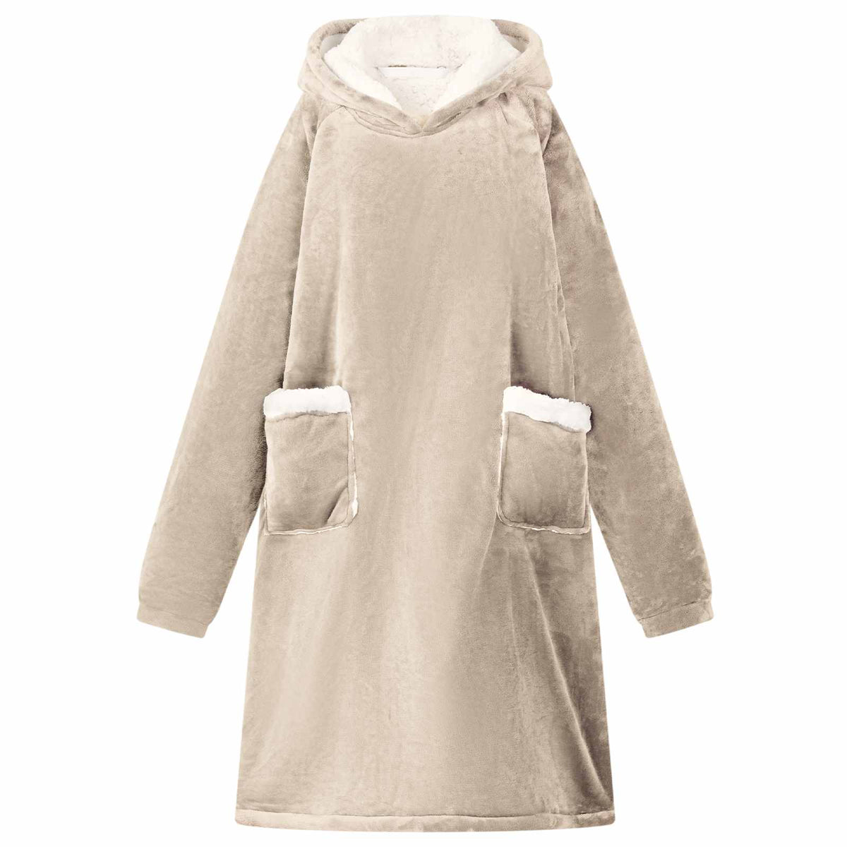 Vidaxl deken hoodie beige m fleece en flanel