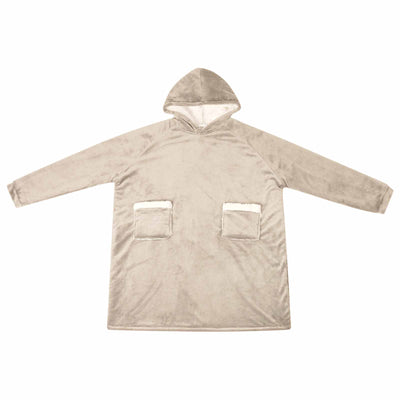 Vidaxl deken hoodie beige l fleece en flanel