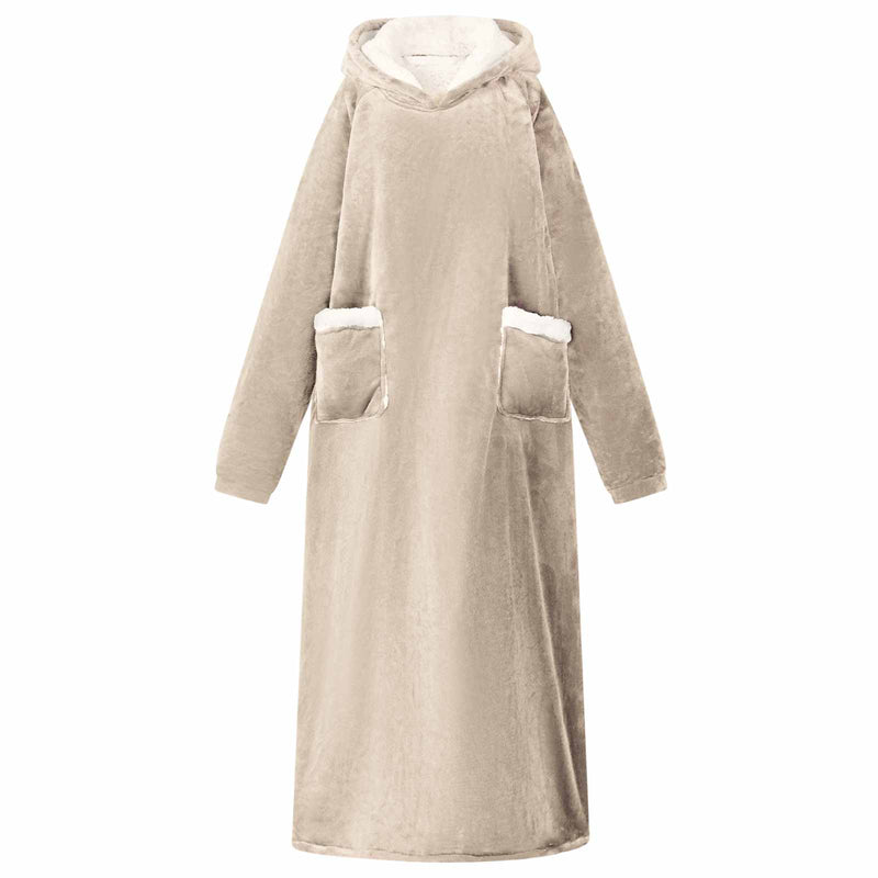 Vidaxl deken hoodie beige m fleece en flanel