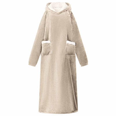 Vidaxl deken hoodie beige l fleece en flanel