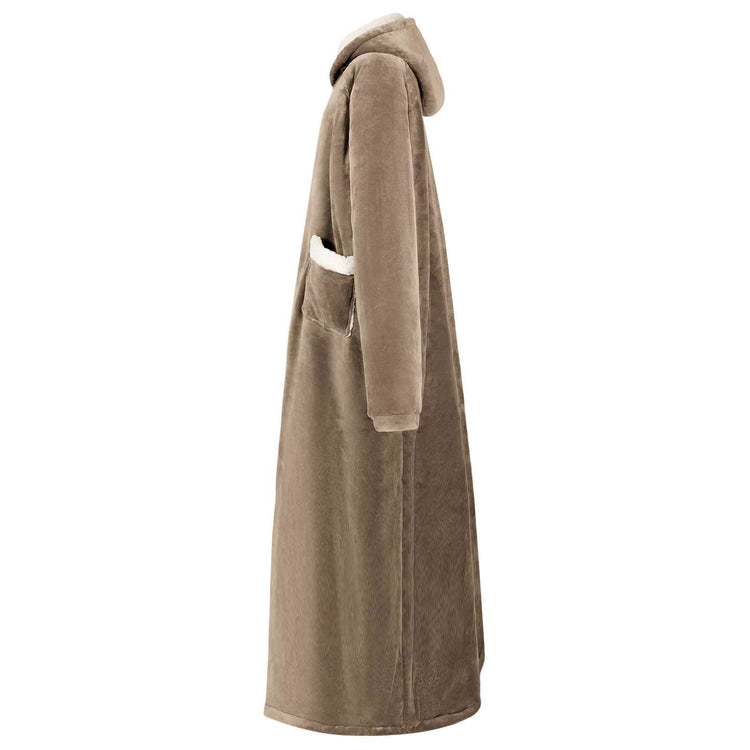 Vidaxl deken hoodie kameel l fleece en flanel