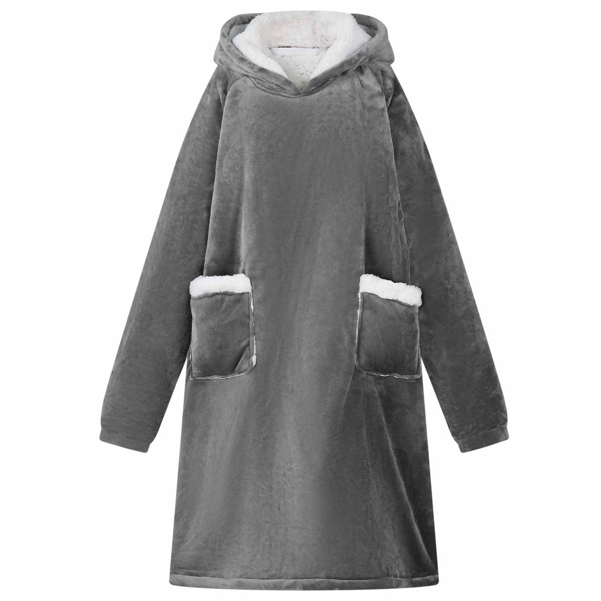 Vidaxl deken hoodie donkergrijs m fleece en flanel