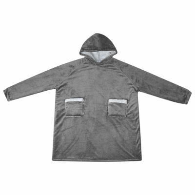 Vidaxl deken hoodie donkergrijs l fleece en flanel
