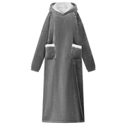 Vidaxl deken hoodie donkergrijs l fleece en flanel - afbeelding 1
