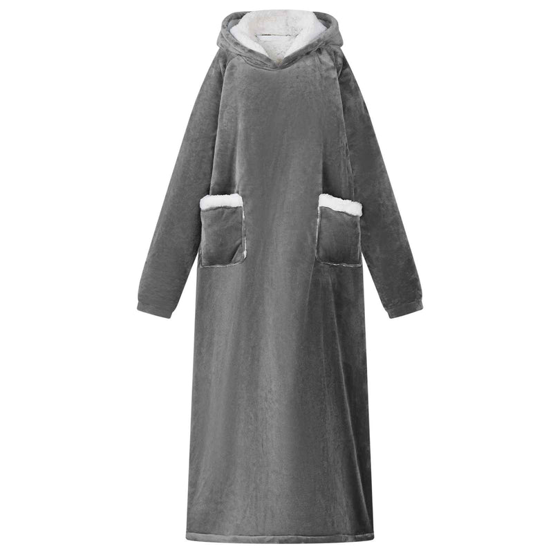 Vidaxl deken hoodie donkergrijs l fleece en flanel
